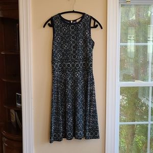 Michael Kors Stretch Navy Pattern Midi Dress